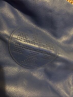 Tory Burch Blue Leather Crossbody/Shoulder Bag with Perforated Logo Detail